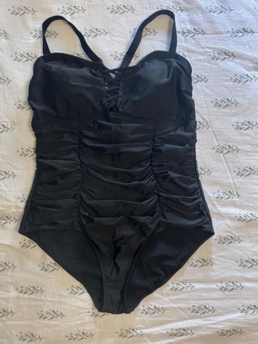 Torrid One Piece Swimsuit Ruching Wireless Slimming Tummy Control Black Size 1